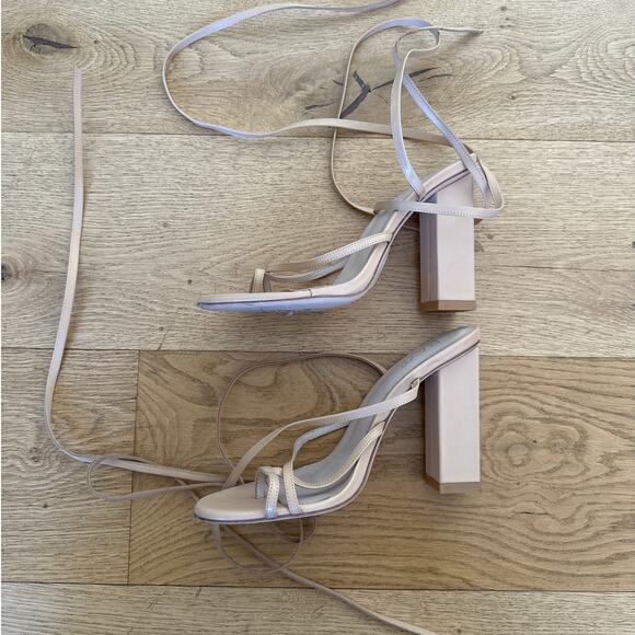 Raye - Toe Strap Wrap Around Heel Sandals in Nude - Picture 3 of 7